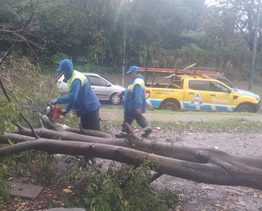 Los equipos del Municipio de Brown trabajan en barrios y localidades frente a la tormenta en el AMBA