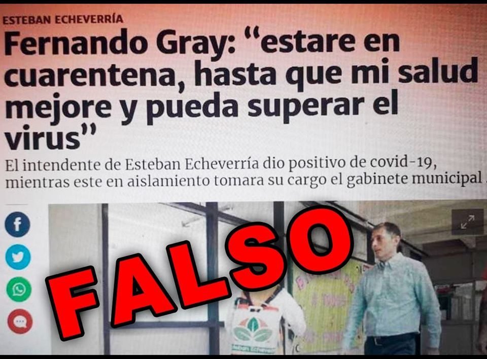 Fernando Gray desmintió: «Es falso que haya contraído covid-19»