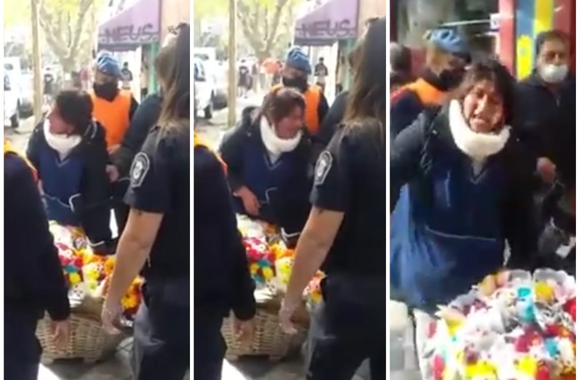 Indignación en redes sociales porque efectivos levantaron el puesto a una señora que vendía flores en Monte Grande