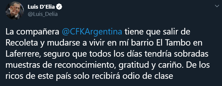 D’Elia le propuso a Cristina Fernández mudarse a Laferrere: «En Recoleta hay odio de clase»