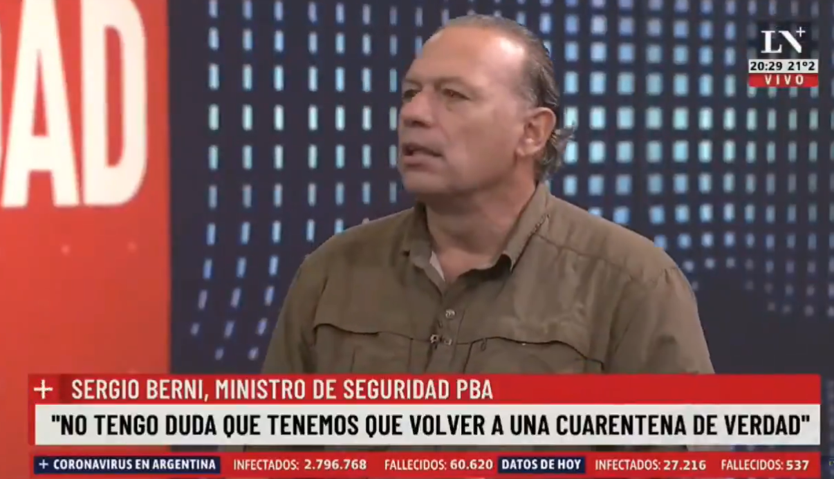 Sergio Berni pidió por una «cuarentena total»