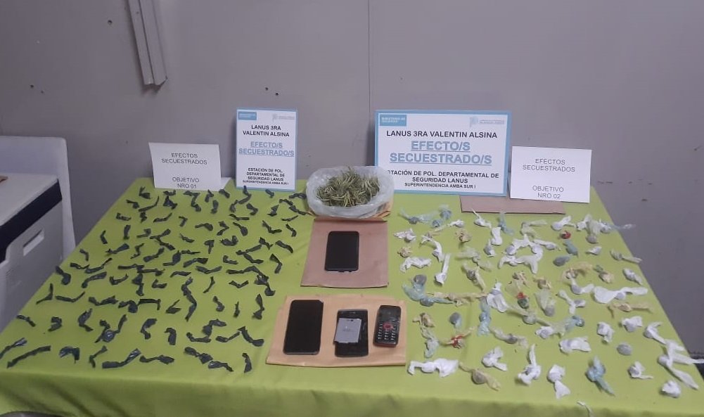 Tres delincuentes detenidos y más de 160 envoltorios de marihuana secuestrados en Villa Sapito