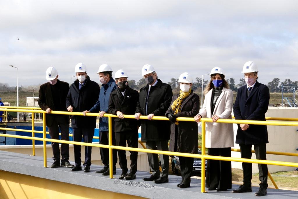Alberto Fernández, Gabriel Katopodis, Axel Kicillof y Malena Galmarini inauguraron la Planta Depuradora Presidente Perón para más 30 mil vecinas y vecinos