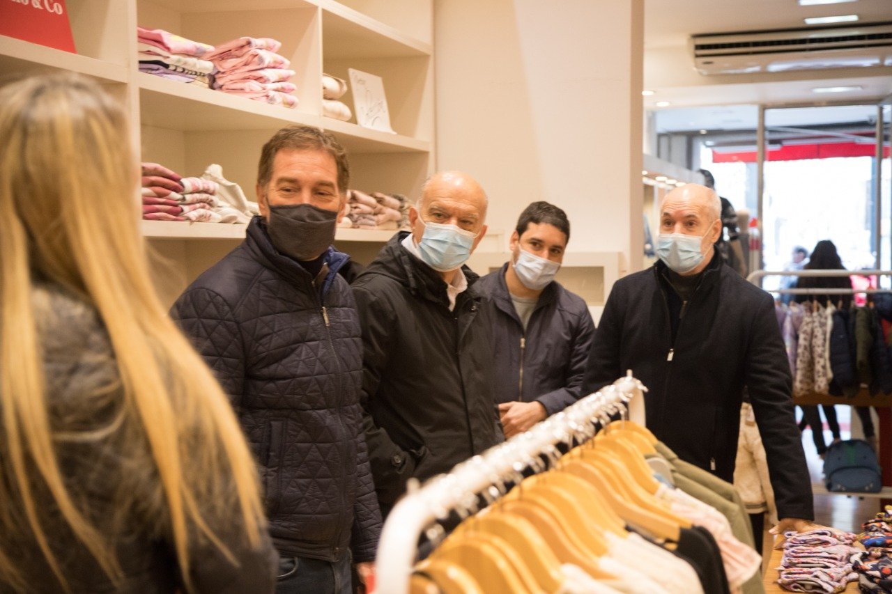 Con Grindetti, Larreta y Santilli recorrieron comercios de Lanús Oeste