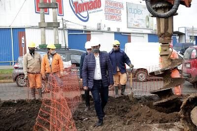 Cascallares y Katopodis recorrieron la obra del paso bajo a nivel de Ruta 4 y Rotonda Los Pinos
