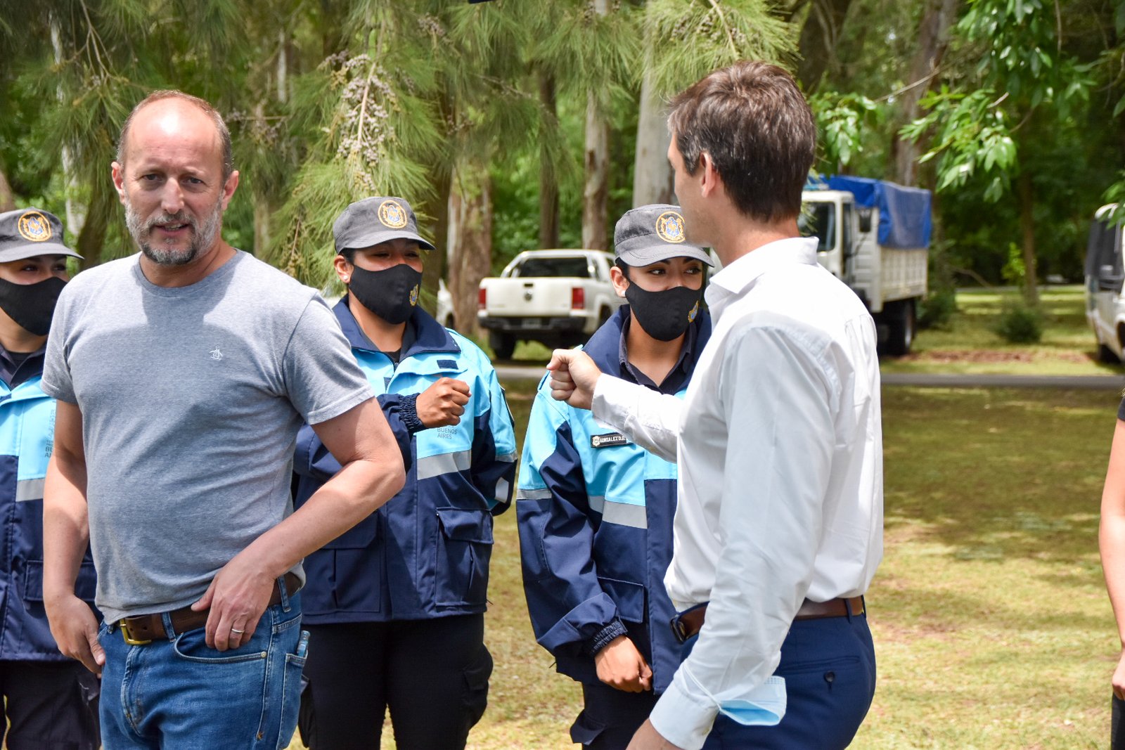 Mantegazza junto a Insaurralde, Montaña y Alonso, participaron de la jornada de inscripción para cadetes de la policía