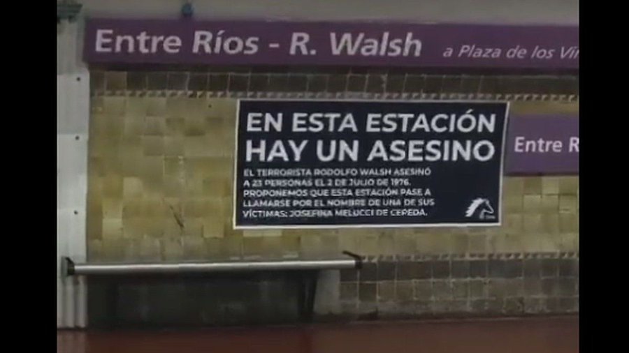 Repudio: en el Día de la Memoria, Jóvenes Republicanos vandalizaron la estación de subte Rodolfo Walsh