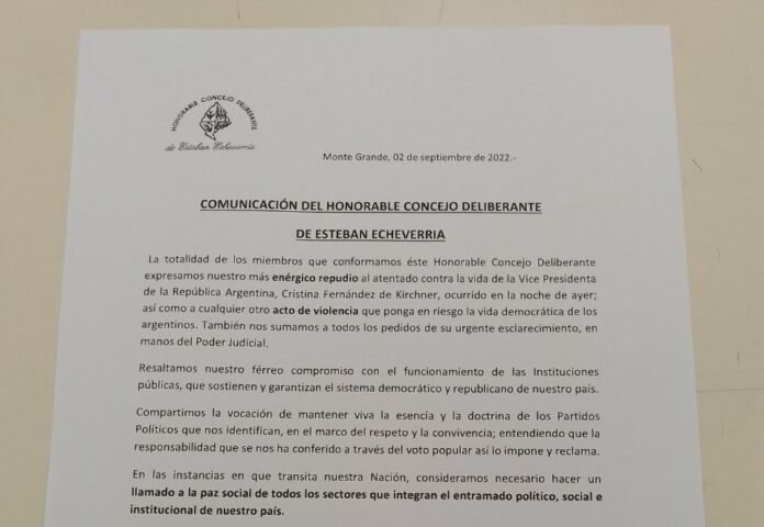 Documento del Honorable Concejo Deliberante de Esteban Echeverría