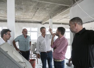 Cascallares y Fabiani supervisaron la construcción de una escuela secundaria y obras en una primaria