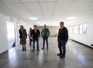 Cascallares recorrió las obras en la nueva Casa de la Cultura de Don Orione