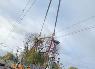 Instalaron el puente ferroviario en el bajo nivel de Rafael Calzada para avanzar con la excavación del túnel