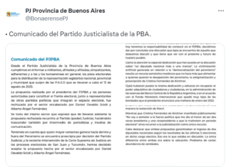 Duro comunicado: el PJ Bonaerense aceptó propuesta de Scioli para piso de las listas pero alertó sobre vanidades