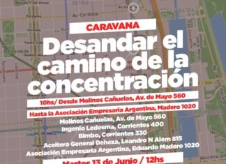 Organizaciones marcharán desde Molinos hasta la Asociación Empresaria Argentina en Puerto Madero