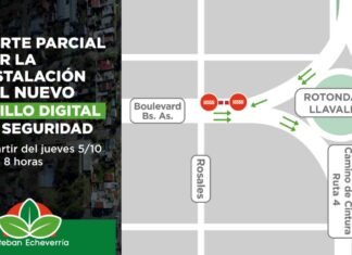 Echeverría: este jueves se realizará un corte parcial en Av. Boulevard Bs. As. y Rosales por la instalación del primer arco del anillo digital de seguridad