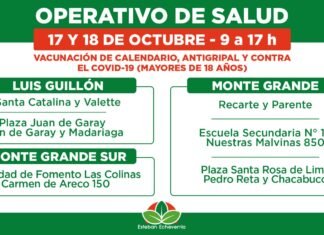 Este martes 17 y miércoles 18 continúan los operativos territoriales de salud en Echeverría