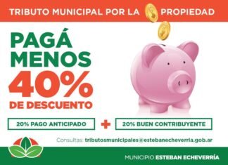 Esteban Echeverría: hasta el 40% de descuento en el tributo municipal por la propiedad