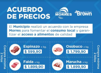 El Municipio de Brown anunció un acuerdo de precios de la carne con un frigorífico de la Región