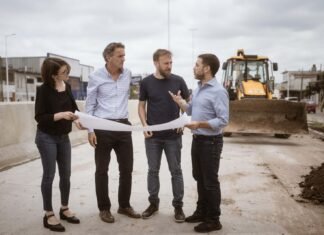 Otermín y Katopodis recorrieron la obra de la Ruta Provincial 4 en Lomas de Zamora