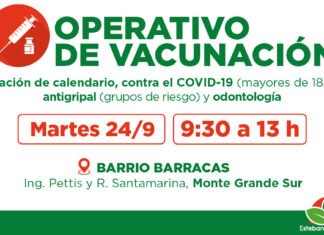 Operativo gratuito de vacunación en Monte Grande Sur