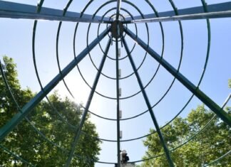 El Municipio lleva adelante la instalación del tradicional Árbol de Navidad en la Plaza Mitre de Monte Grande