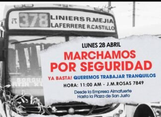 La Matanza: choferes de Almafuerte realizan paro y marcha en reclamo de mayor seguridad