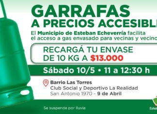 Nuevo operativo de recarga de garrafas a valor social en 9 de Abril