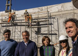 Cascallares y Katopodis recorrieron la obra del viaducto de la Rotonda Los Pinos, que se encuentra en su etapa final