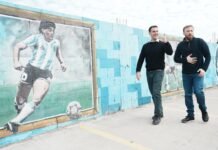 «Diego nos une»: Otermín y Álvarez en obras de la calle Hornos, la construcción de un nuevo Potrero y un operativo de salud