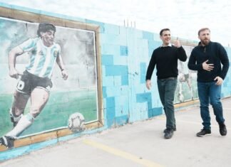 «Diego nos une»: Otermín y Álvarez en obras de la calle Hornos, la construcción de un nuevo Potrero y un operativo de salud