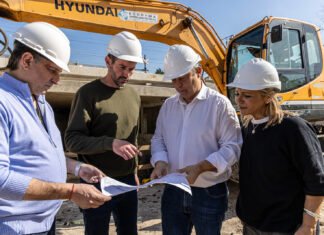 Cascallares y Paula Eichel supervisaron el último tramo del paso bajo nivel de Longchamps