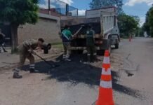 El Jagüel: el Municipio continúa con las tareas de bacheo