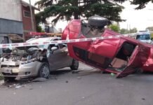 Persecución, choque y vuelco en Quilmes Oeste: Delincuentes huían tras un robo y provocaron un desastre vial