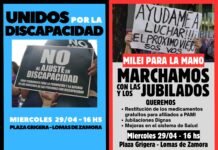 Lomas: Concentración en Plaza Grigera contra el ajuste en discapacidad y jubilaciones