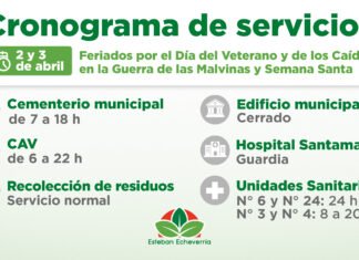 Echeverría: Cronograma de servicios durante los próximos feriados