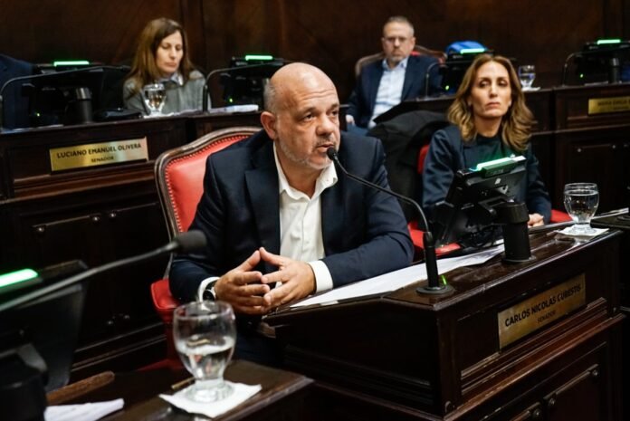 El jefe del bloque libertario en la Cámara alta, Carlos "Charlie" Curestis.